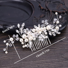 Faux Pearl Bridal Hair Comb Crystal Head Jewelry