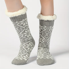Geometric Pattern Fuzzy Socks for Christmas