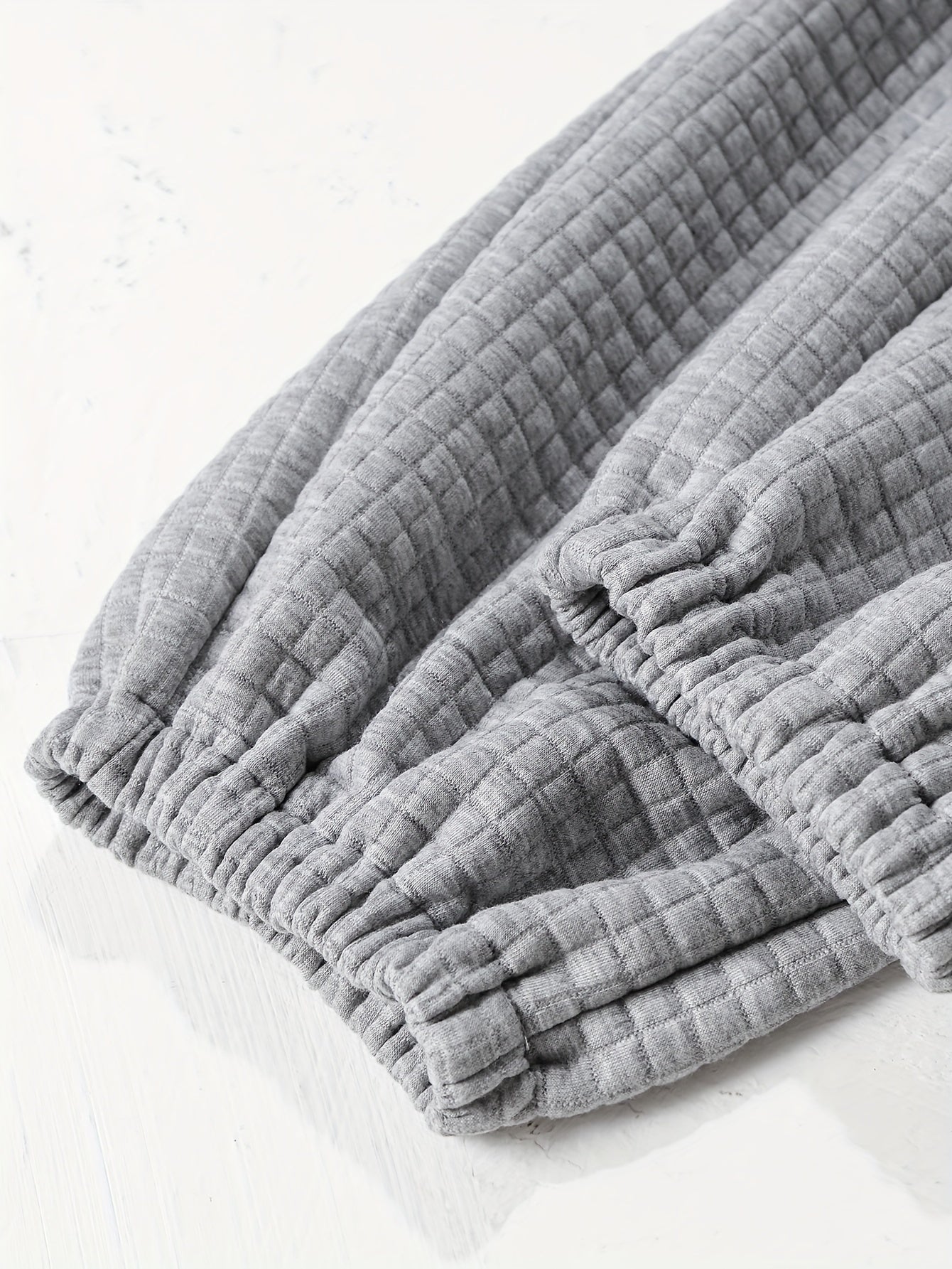  Solid Waffle Knit Joggers with Elastic Waist