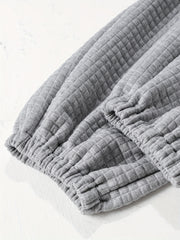  Solid Waffle Knit Joggers with Elastic Waist