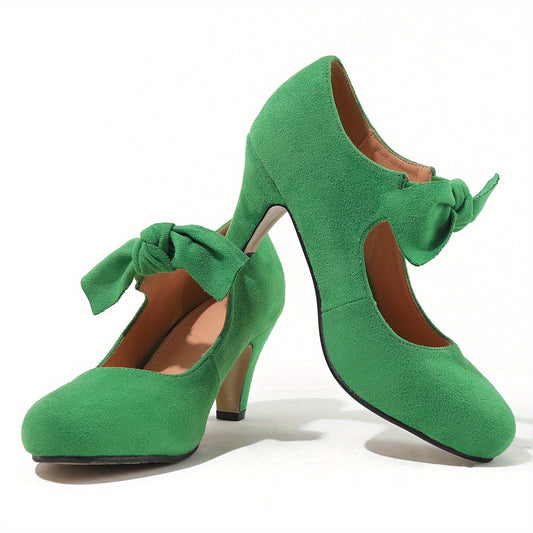 Women's Bowknot Chunky Heels Pumps Oktoberfest Dress Shoes