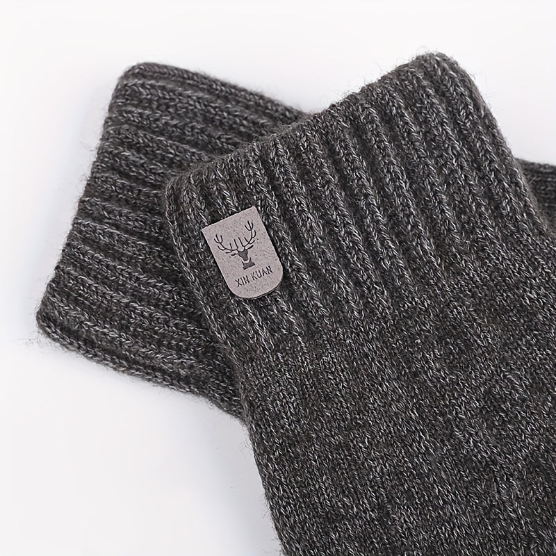 Men's Winter Touch Screen Gloves Thickened Warm Knitted Coldproof Windproof Glov