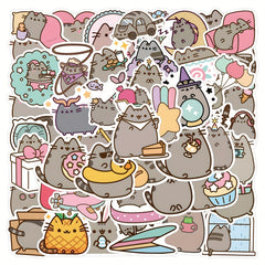 55pcs Whimsical Cat Stickers Glasses Cupcakes Water Bottles Notebooks