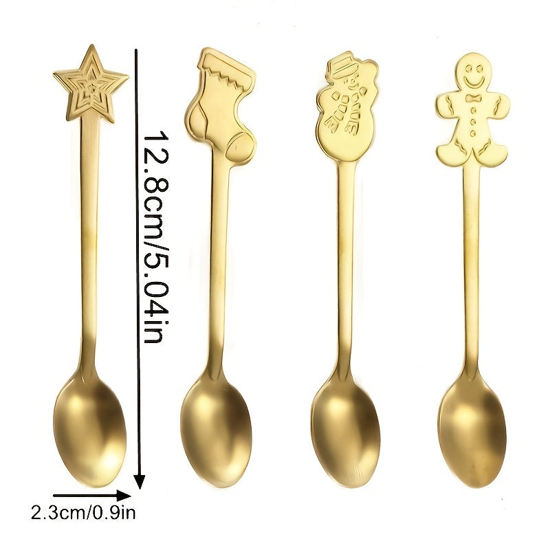 4pcs Christmas Cutlery Set Stainless Steel Coffee Spoon Mug Spoon
