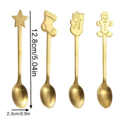4pcs Christmas Cutlery Set Stainless Steel Coffee Spoon Mug Spoon