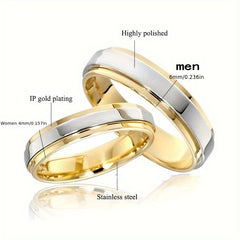 2pcs 18K Plated Couple Rings Engagement Wedding Anniversary