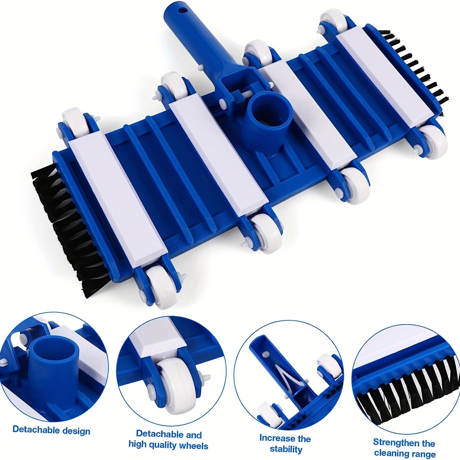 14 Inch Weighted Pool Vacuum Head w/ Side Brushes for Above/Inground Pool