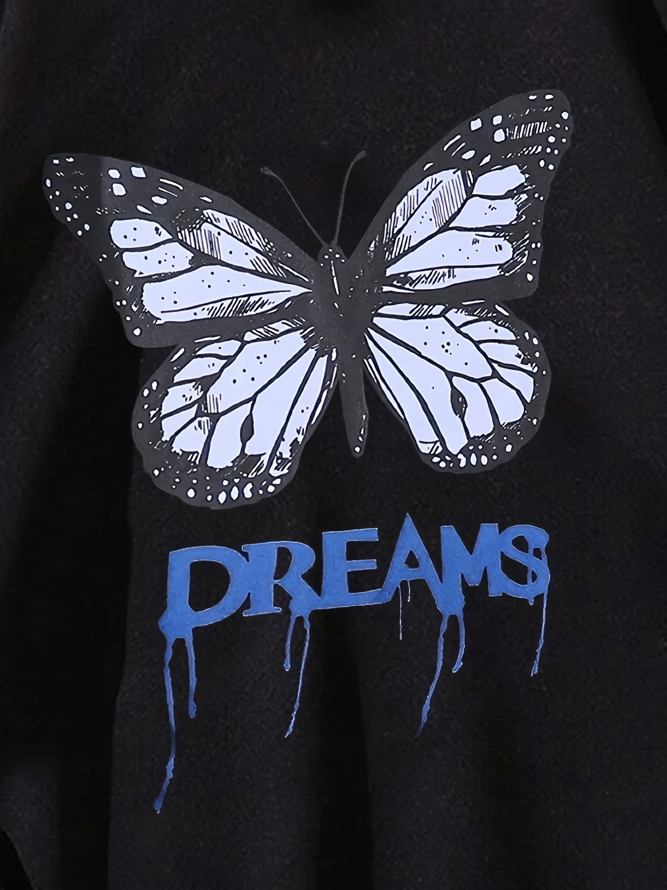 Butterfly Slogan Hooded Sweatshirt for Girls