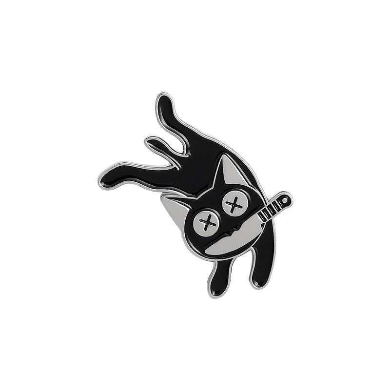 Cute Enamel Cat Handle Brooch Pin