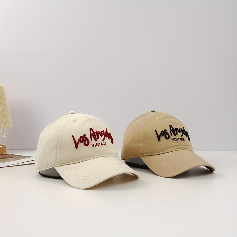 LA Embroidery Baseball Cap Vintage Solid Cotton Dad Hat Unisex