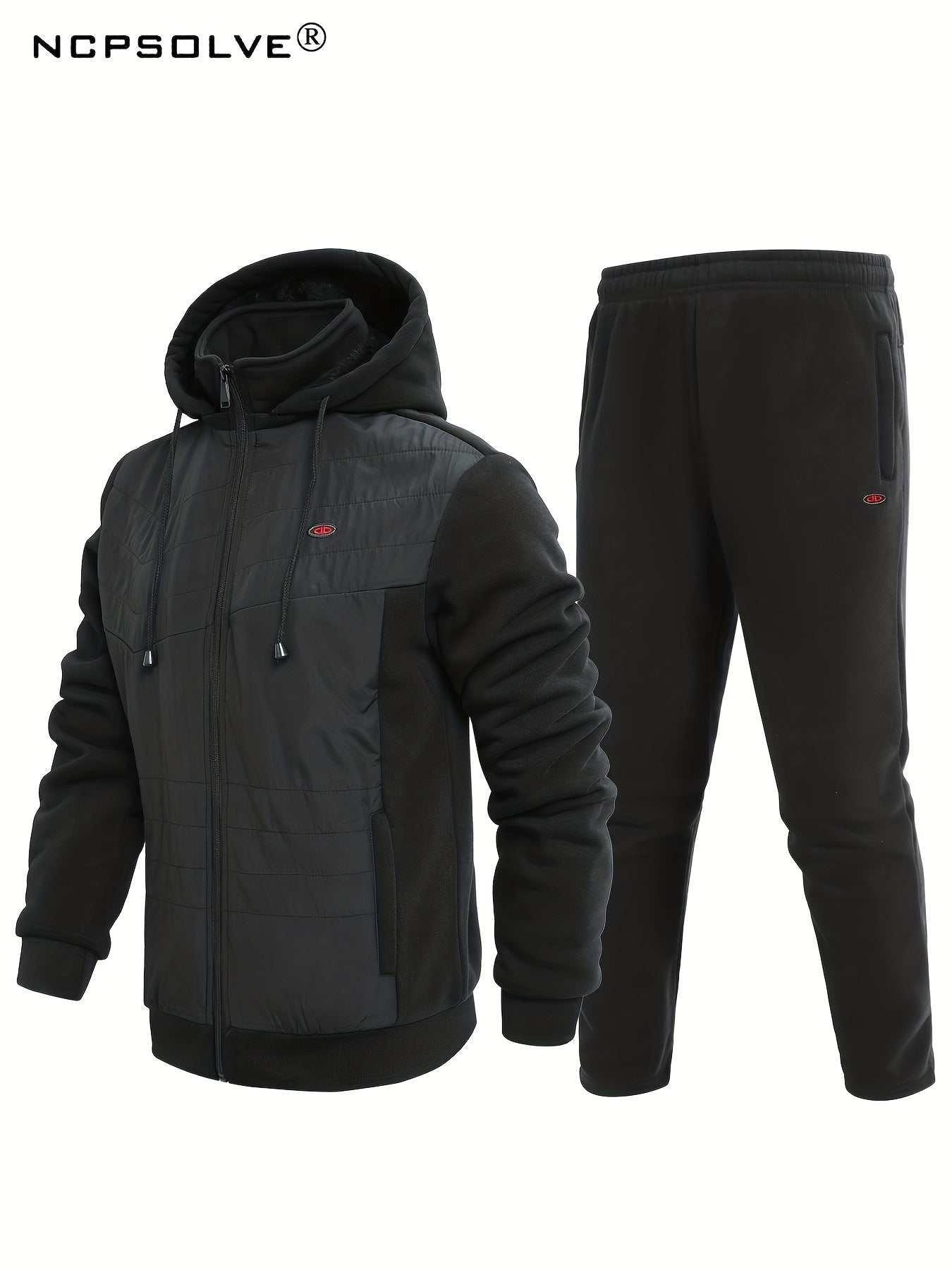 Men's Active Thermal Hooded Jacket & Pants Set for Winter