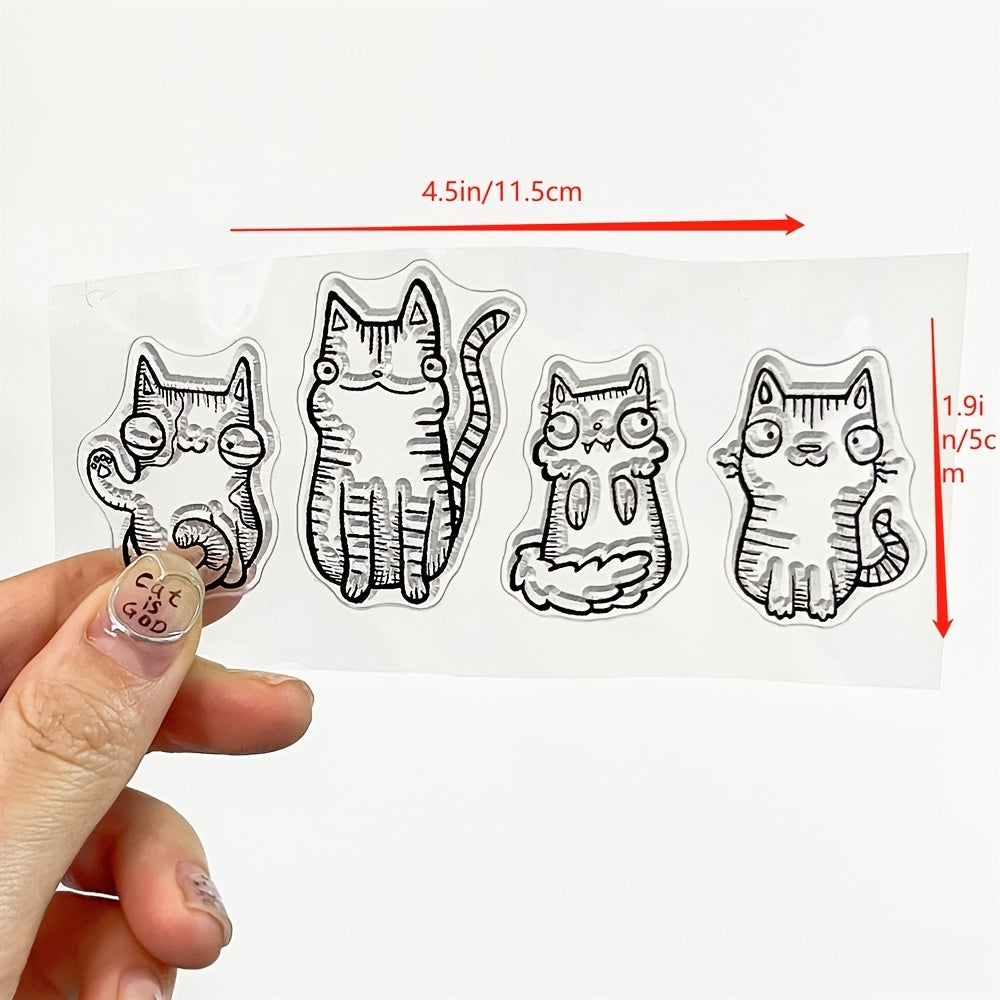 4 Cats Silicone Stamp Cartoon Animal Mouse Portrait Clear Scrapbooking Stamps