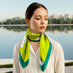 Floral Butterfly Double Sided 70 Breathable Silk Scarf