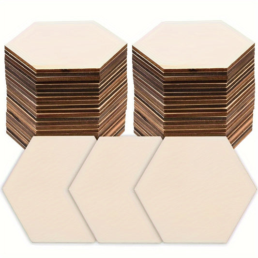 50pcs Wooden DIY Honeycomb Polygons for Home Decoration and Painting