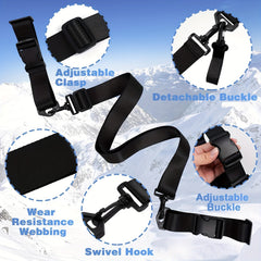 Portable Ski Sled Straps Pole Carrier Adjustable Shoulder Straps