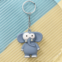 Cartoon Couple Car Keychain PVC Elephant Lion Funny Toy Key Ring