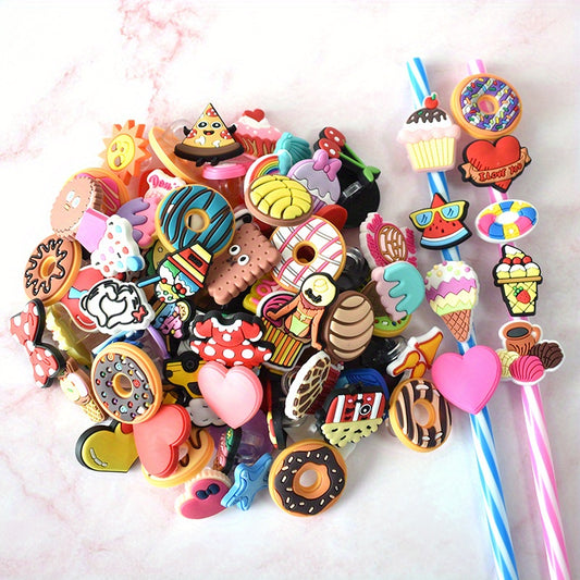 50pcs Random Cartoon Straw Toppers Custom Straw Toppers Randomly