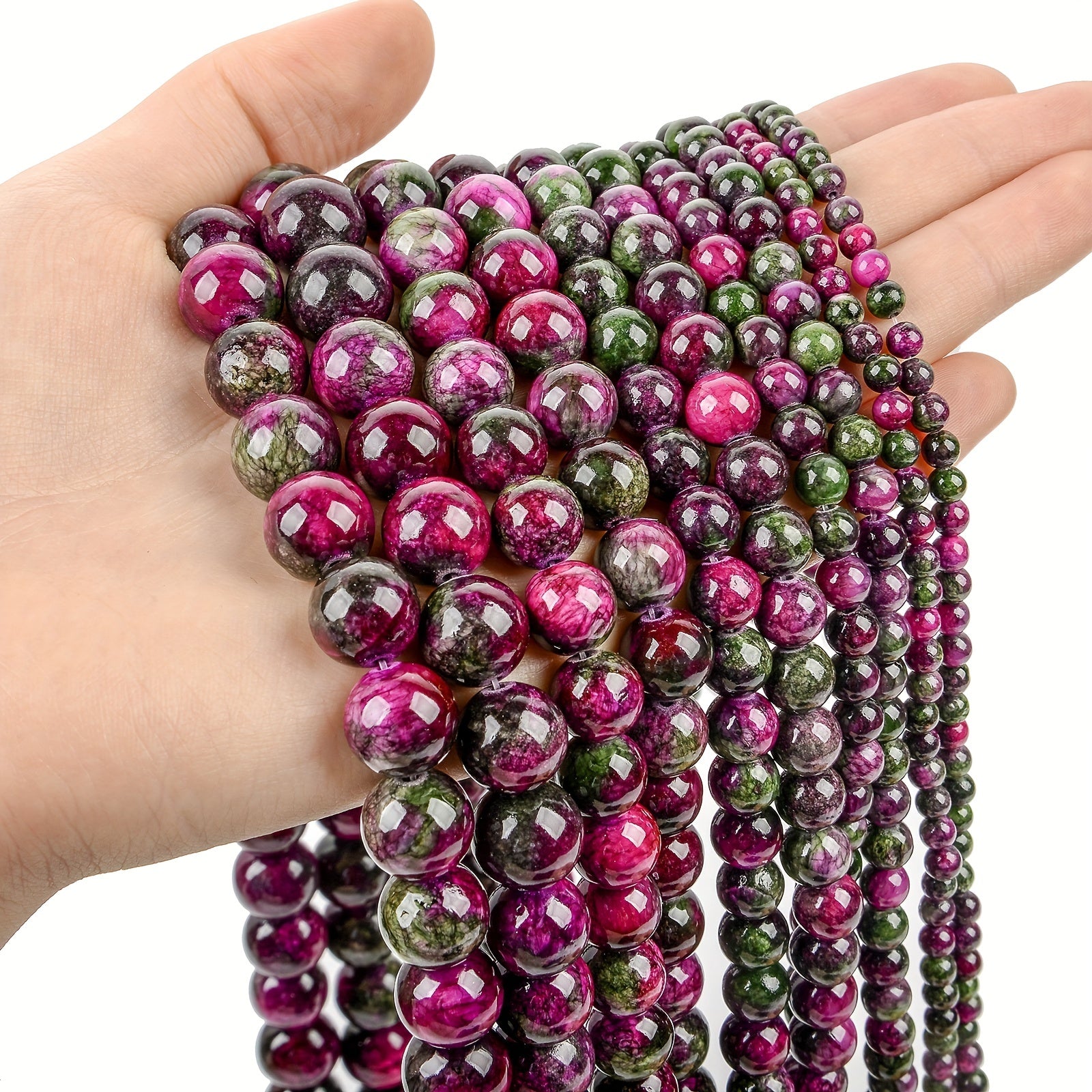 Green Purple Persian Jade Round Loose Beads 4-12MM
