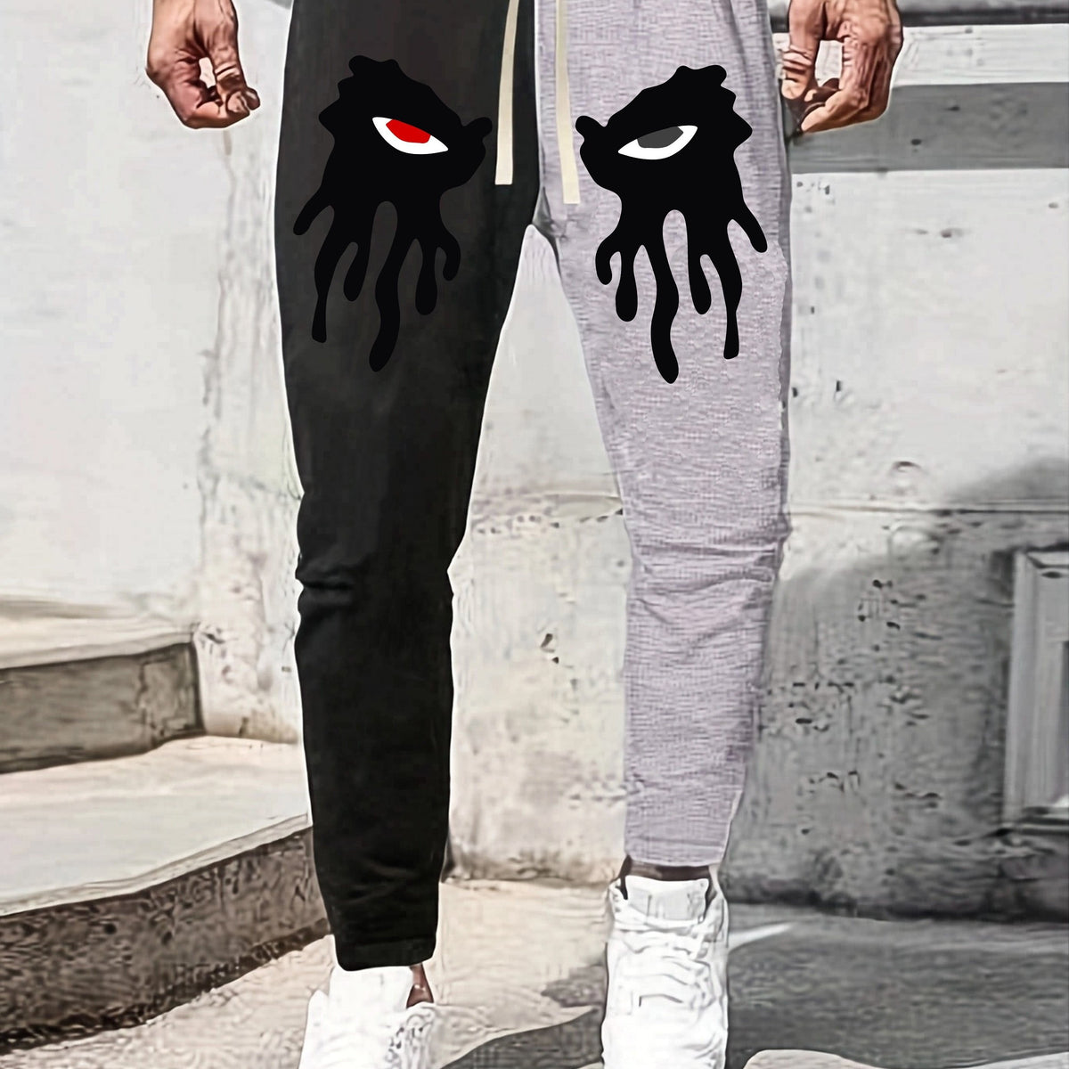 Evil Eyes Print Men's Drawstring Sweatpants Casual Jogger Pants