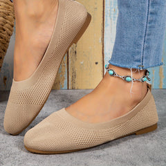 Women's Knitted Flat Shoes Soft Sole Slip On Casual Walking Flats