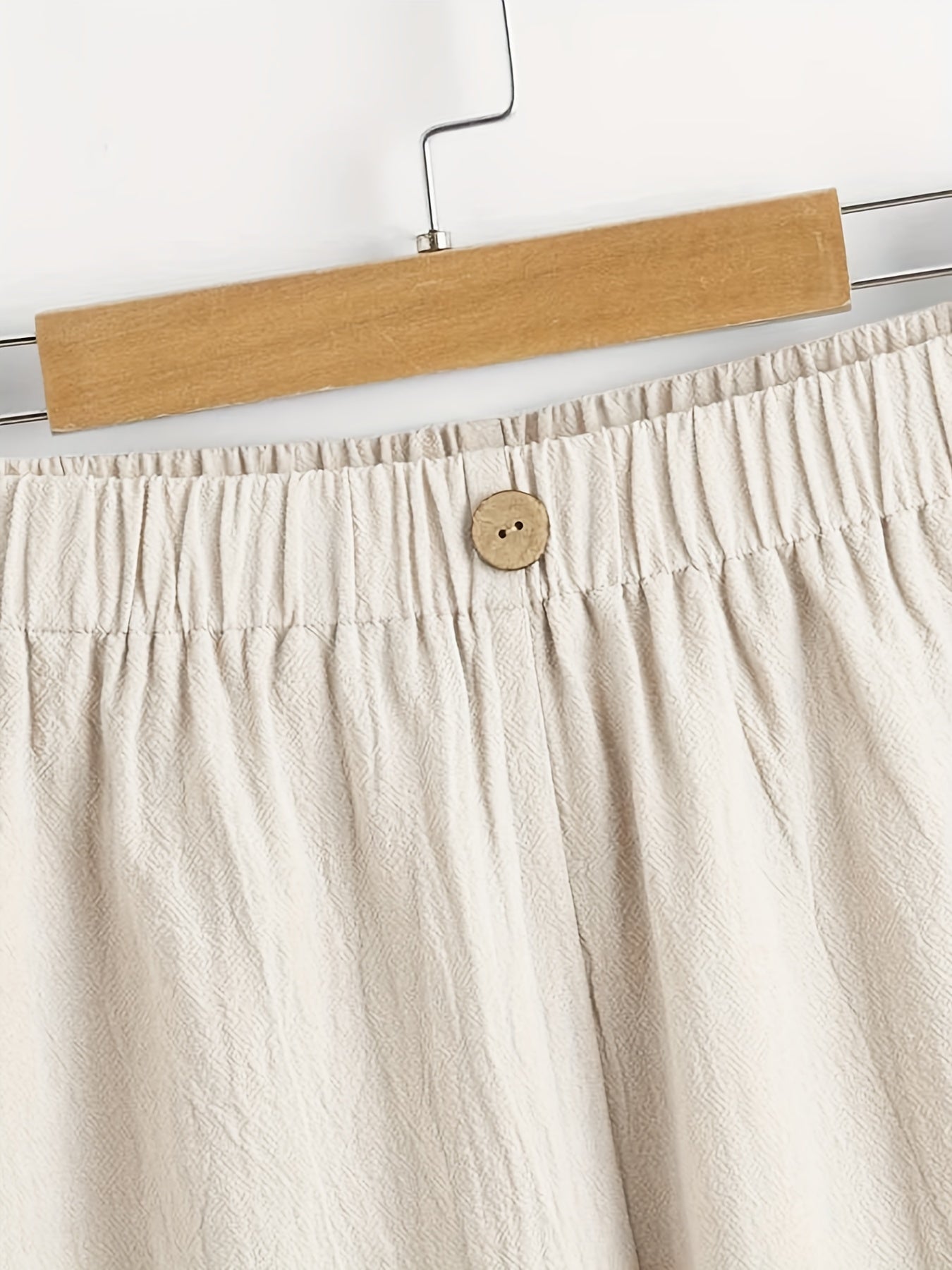  Casual Pants Women's Plus Solid Button Decor Wide Leg Pants