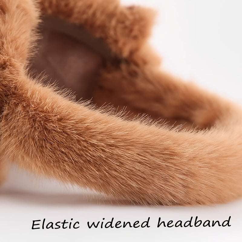 Dolphin Earmuffs Cozy Fleece Lined Winter Ear Warmers Brown & Stripes