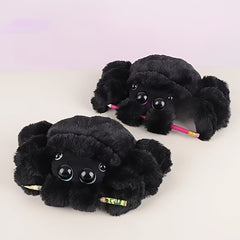 Giant Plush Spider Toy with Pink Eyes & Purple Dots - Halloween Decoration