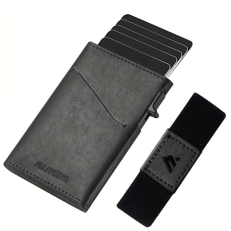 ALLANSING Slim Card Holder Leather Wallet Minimalist Pop Up RFID Blocking Wallet