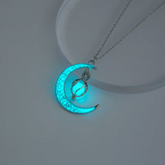 Moon Pendant Necklace Glowing Night Adjustable Neck Chain Women Party Clothing