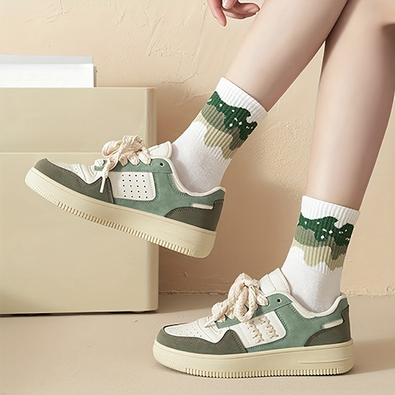 7 Pairs Letter & Striped Print Socks Women's Mid Tube Stockings