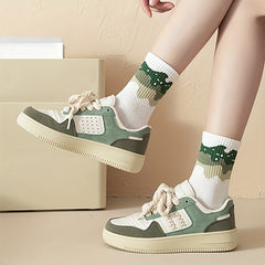 7 Pairs Letter & Striped Print Socks Women's Mid Tube Stockings