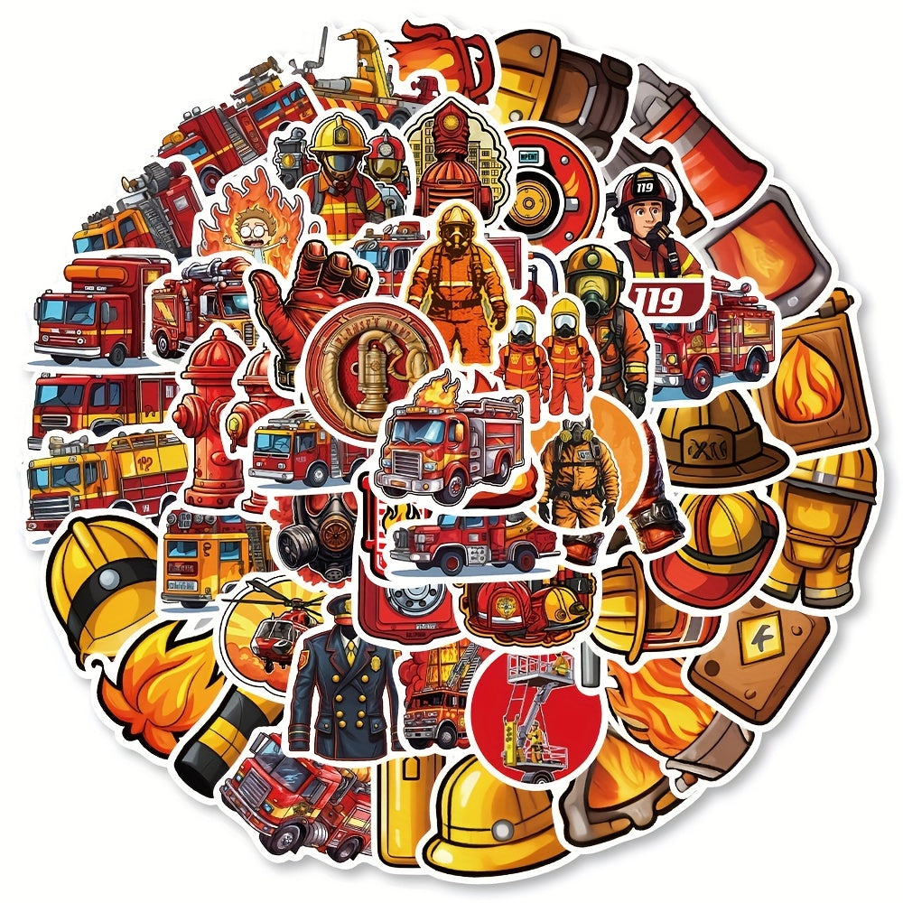 61pcs Firefighter Hero Stickers Fire Prevention Week Fire Safety Themed