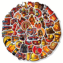 61pcs Firefighter Hero Stickers Fire Prevention Week Fire Safety Themed