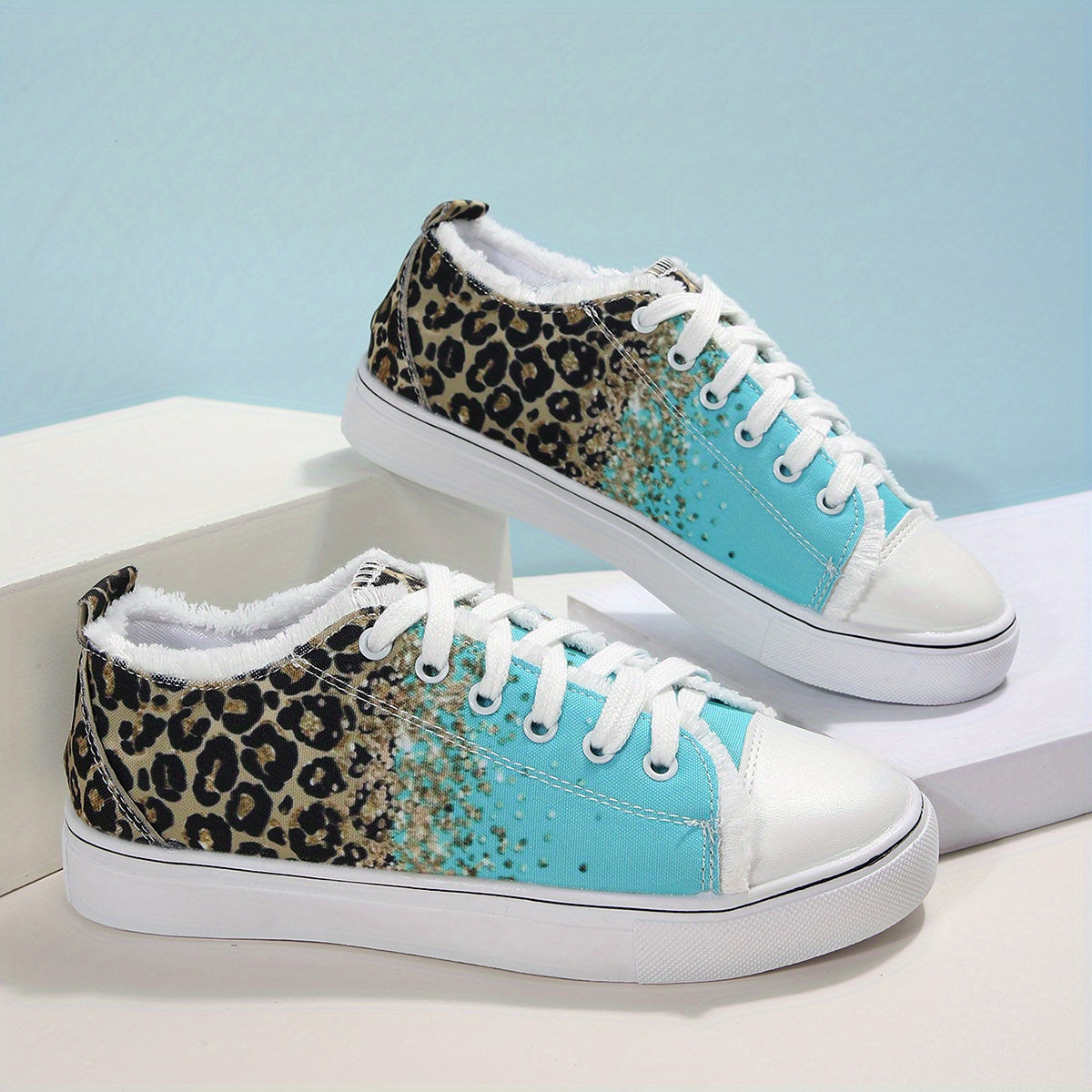 Women's Canvas Sneakers Print Lace Up Flat Shoes