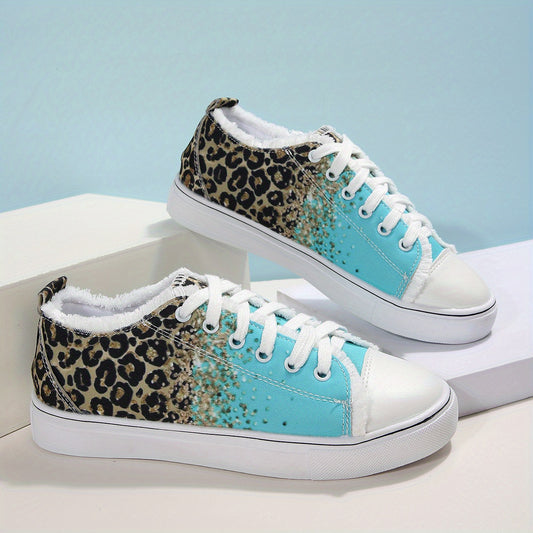Women's Canvas Sneakers Print Lace Up Flat Shoes