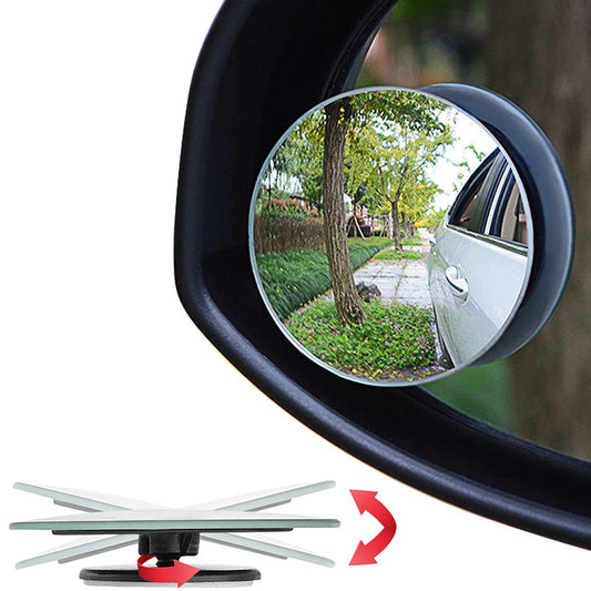 2pcs Car Blind Spot Mirror Round Reflective Adjustable 360 Degree Borderless