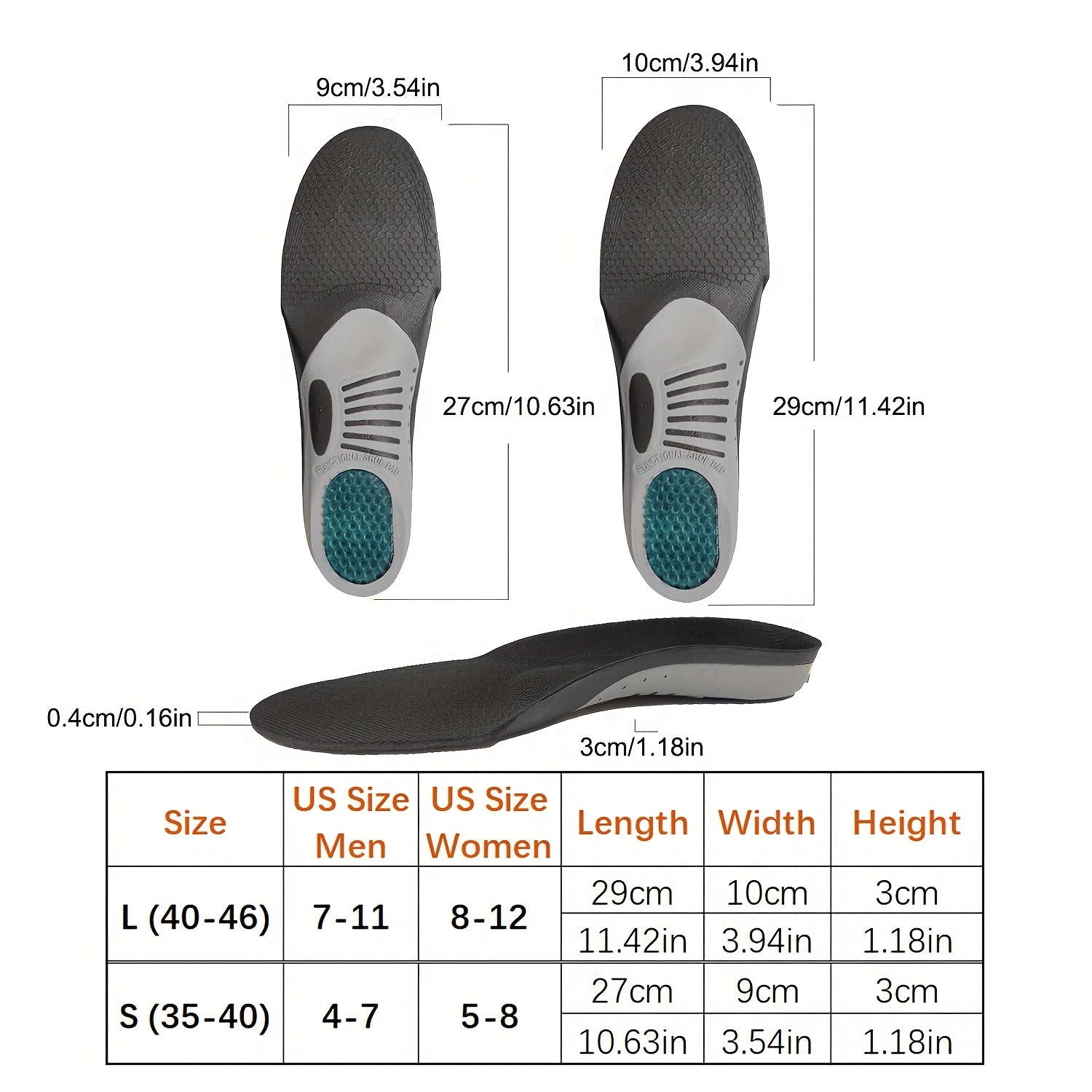 3D Arch Support Orthopedic Insoles Flat Foot Pain Insoles