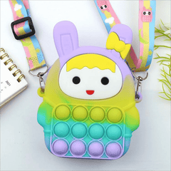 Funny Rabbit Shape Rainbow Crossbody Bag with Colorful Strap