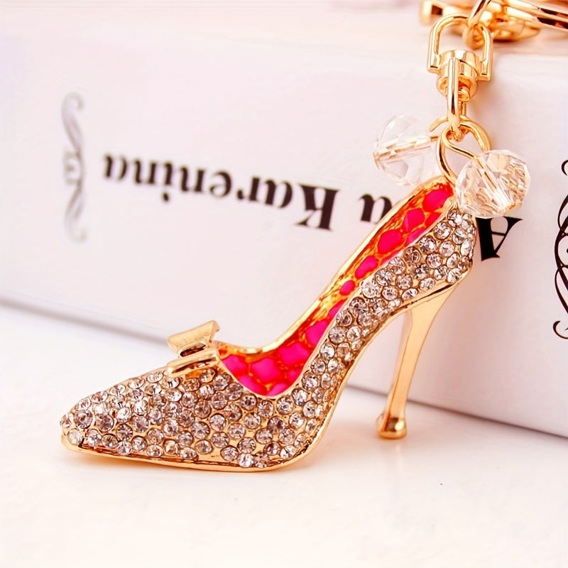Crystal Diamond Jewelry Key Chain High Heel Shoes Pendant
