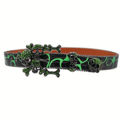 Alloy Big Skull Rhinestone Belt Hip Hop Leather Belt For Men