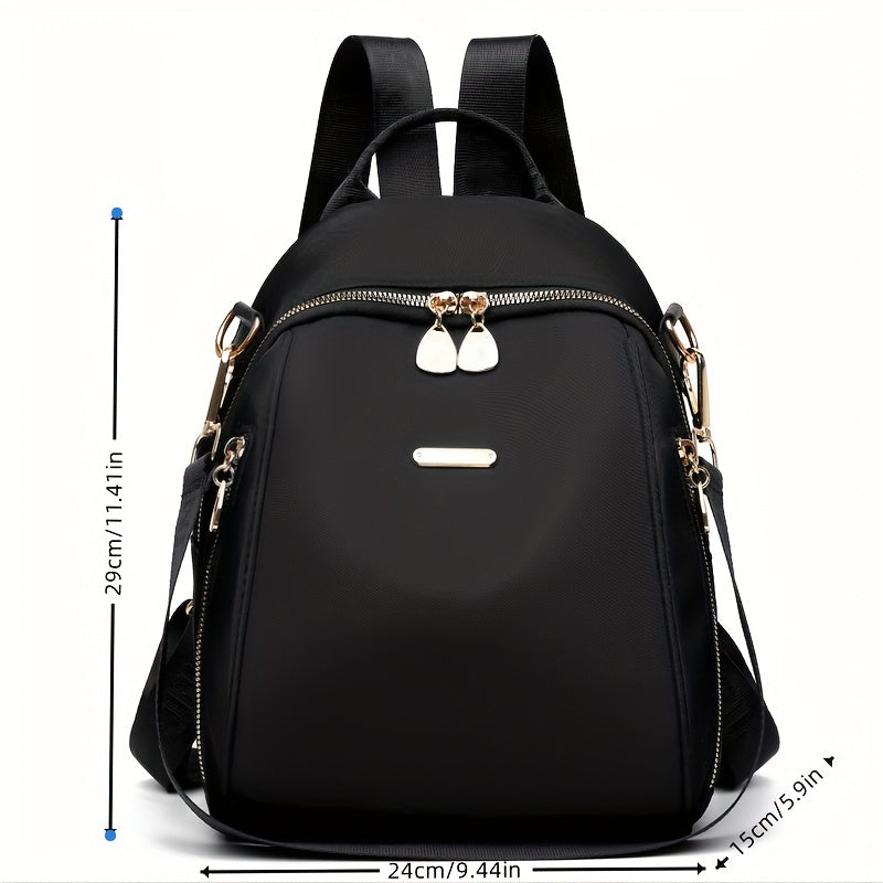 Nylon Backpack Purse Solid Travel Schoolbag Women's Two way Shoulder Bag