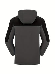 Men's Casual Hooded Block Waterproof Windbreaker Jacket Coat