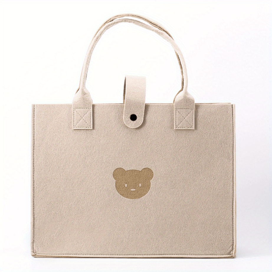 Little Bear Tote Bags Portable Shopping Felt Tote Bag Solid Handbags