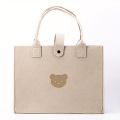 Little Bear Tote Bags Portable Shopping Felt Tote Bag Solid Handbags