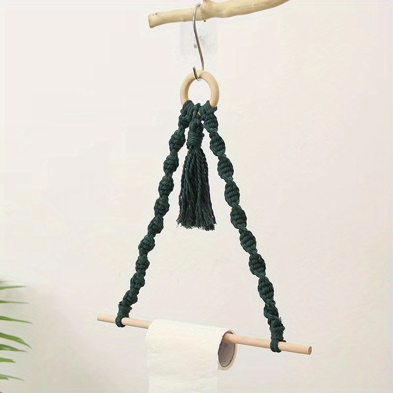 Boho Wooden Ring Tassel Storage Hanging Rack 30x30cm