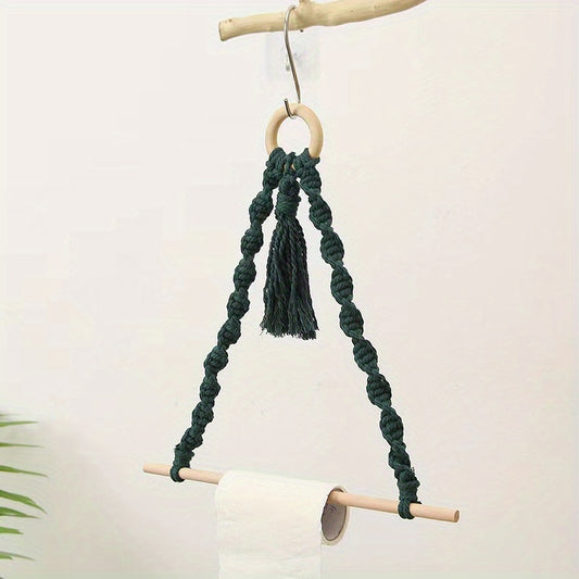 Boho Wooden Ring Tassel Storage Hanging Rack 30x30cm
