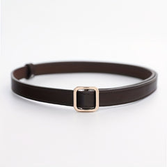Coffee Vintage PU Leather Belt with Square Metal Buckle
