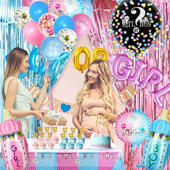 79pcs Gender Reveal Decoration Set with Foil Balloons & Print Balloons