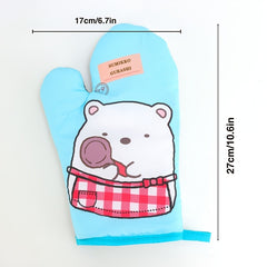 2pcs Oven Mitts Gentleman Print Pattern Gloves Mat Set