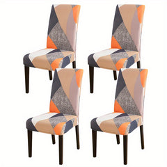 Geometric Printed Dining Chair Covers Stretch Fabric Home Decor